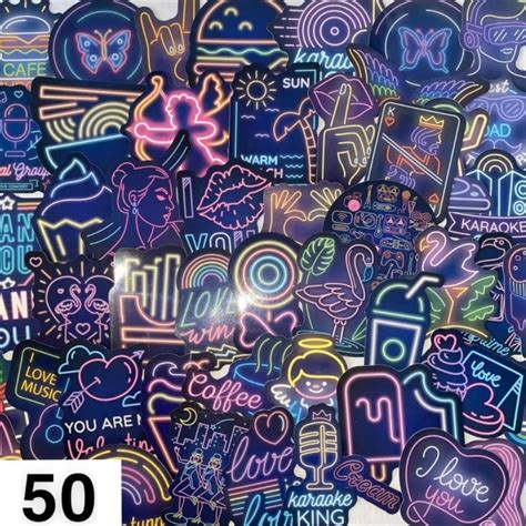 Aesthetic Girly Neon Sticker Bundle - 50... - Depop