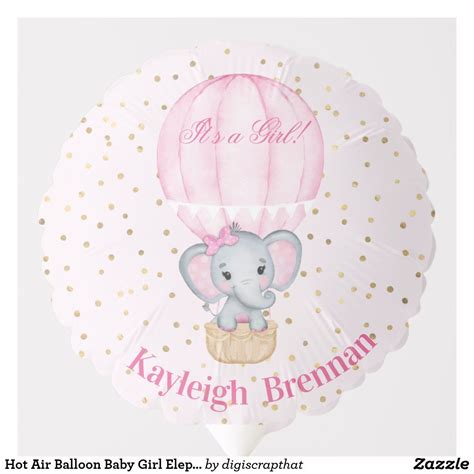 Hot Air Balloon Baby Girl Elephant Shower Balloon In 2022