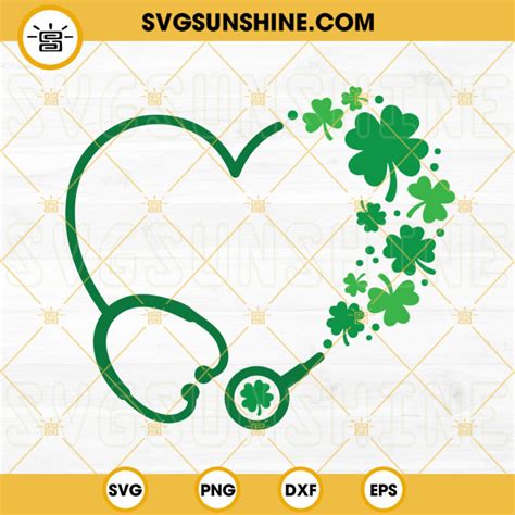 Stethoscope Shamrock Nurse Svg Lucky Nurse Svg Clover Leaf Svg Saint