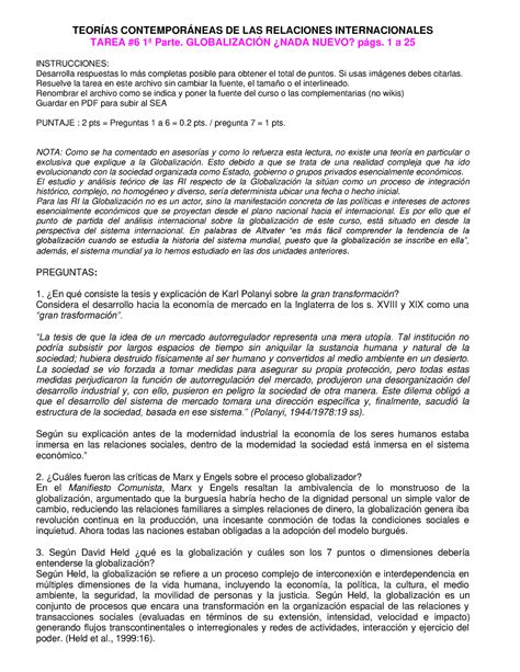 Cuestionario 6 1 Teorias TeorÍas ContemporÁneas De Las Relaciones