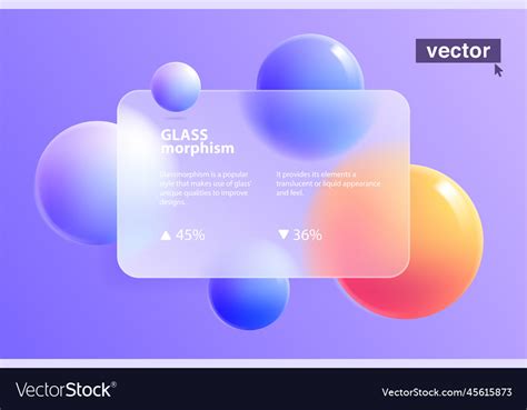 Glassmorphism Card Concept With Colorful Floating Vector Image