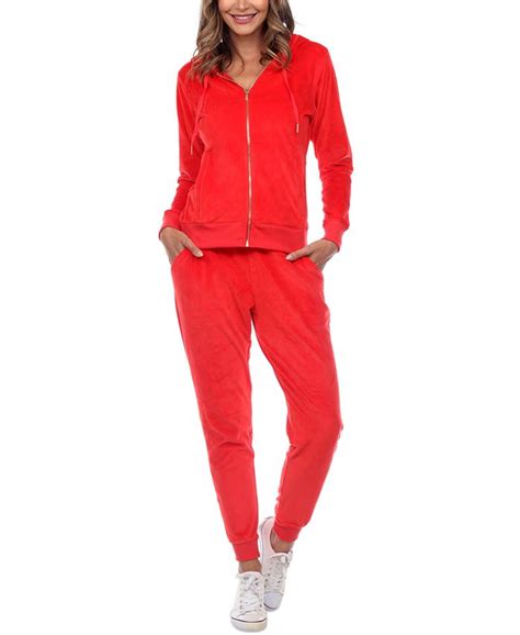 White Mark Womens Velour Tracksuit Loungewear 2pc Set Macys