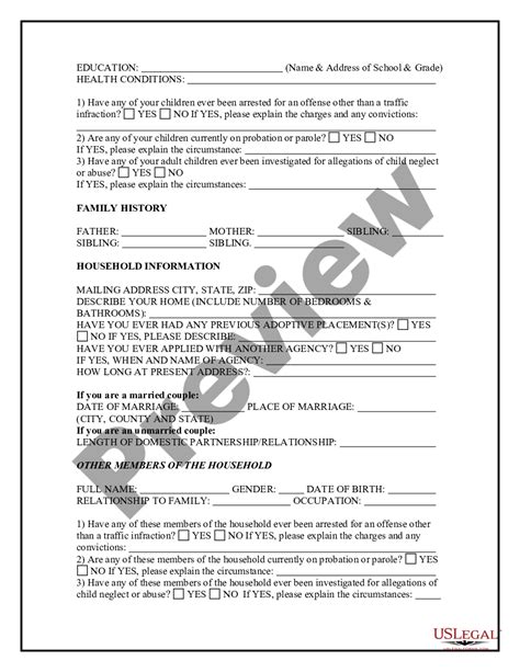 Adoption Questionnaire Adoption Questionnaire US Legal Forms