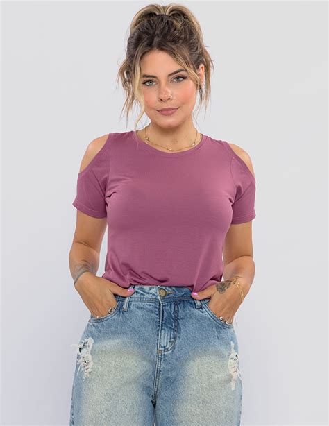 Blusa Ombro Vazado Rosa Perfit