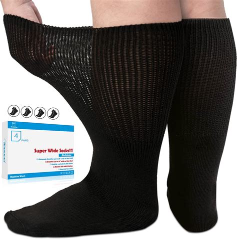 Bulinlulu Extra Wide Socks For Swollen Feet 4 Pairs Super Wide