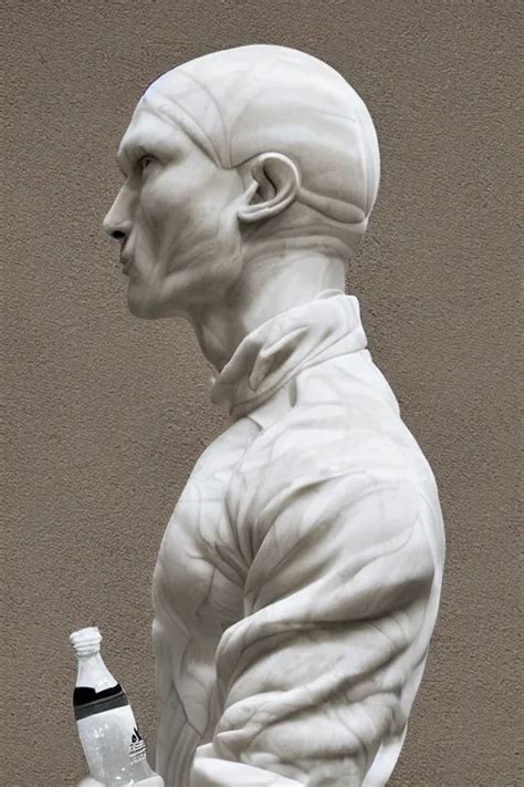 KREA Marble Sculpture Of Man In Adidas Jacket Sportswear Holding A