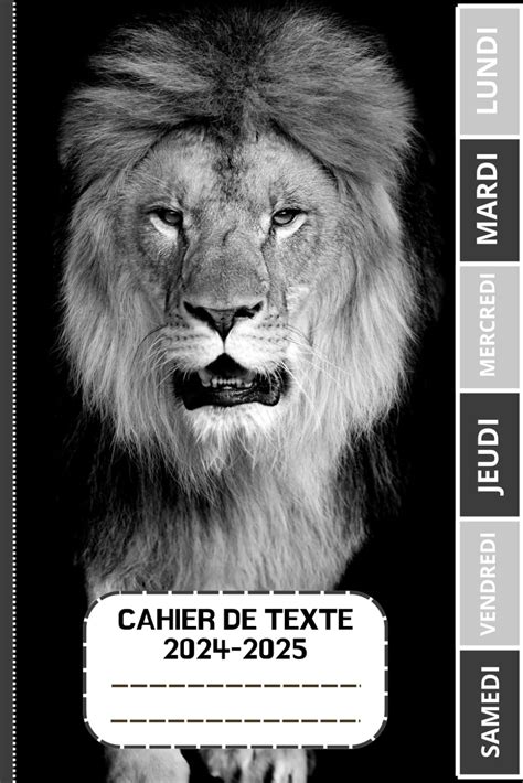 Cahier De Texte Lion Carnet De Devoirs Pour Filles Et