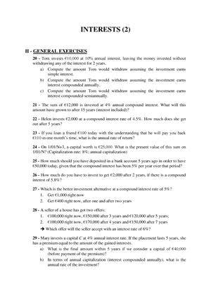 Interest Exercises Correction Fixed Income Markets Studocu