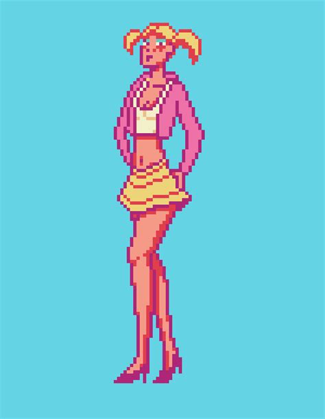Erotic Pixel Art Character Blonde Girl By Notproudofit