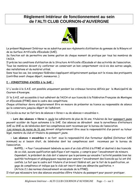 Pdf R Glement Int Rieur De Fonctionnement Au Sein De Sae Ou Sne