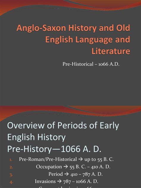 Anglo Saxon Old English History and Literature 1 | PDF | Anglo Saxons ...