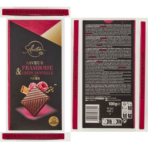 Carrefour Selection Chocolade Zwart Framboos En Pannenkoek 100 G