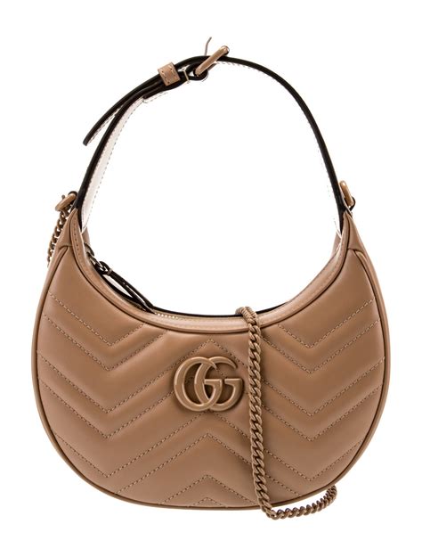 Gucci Mini Marmont Matelassé Half Moon Hobo Neutrals Hobos Handbags