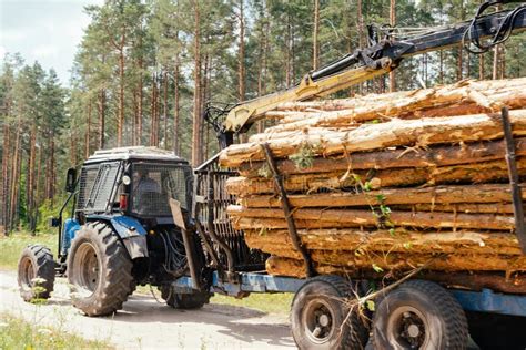 Wood Harvesting European Timber Industry Harvester Rides In The