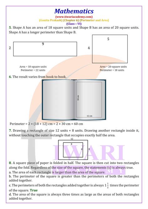 Class 6 Maths Ganita Prakash Chapter 6 Perimeter And Area Solutions