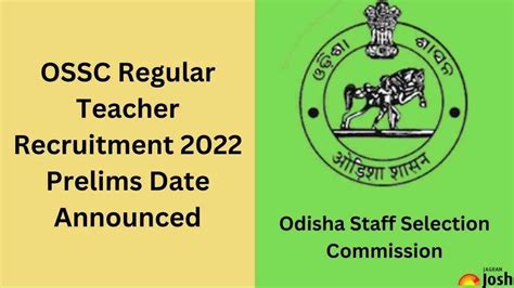 OSSC Regular Teacher Recruitment 2022 23 Prelims Date Announced Check