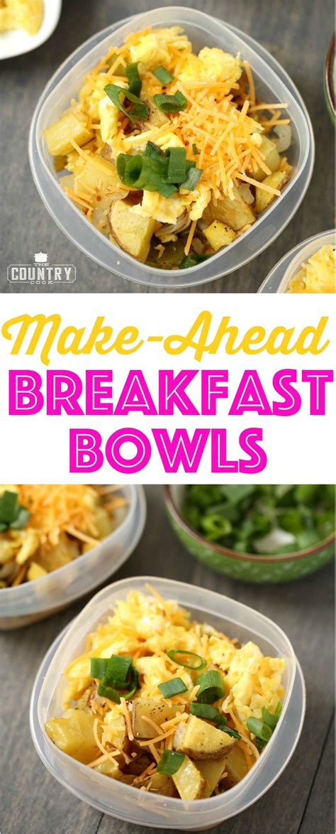 Make-Ahead Breakfast Bowls recipe from The Country Cook and