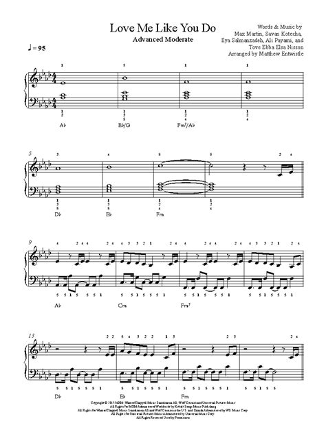 Love Me Like You Do By Ellie Goulding Piano Sheet Music Advanced Level