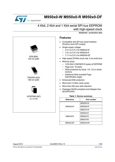 PDF 4 Kbit 2 Kbit And 1 Kbit Serial SPI Bus EEPROM With High