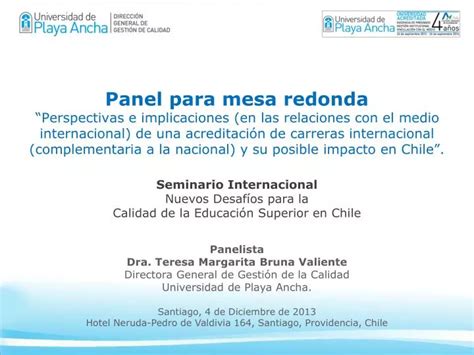 Ppt Seminario Internacional Nuevos Desaf Os Para La Calidad De La