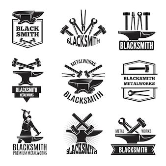 Free Vector | Blacksmith vintage emblems