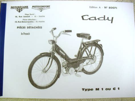 Mobylette Moped Motobecane Cady C1 M1 In French Parts Book With