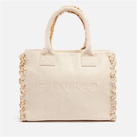 Pinko Beach Shopper Cotton Canvas Tote Bag