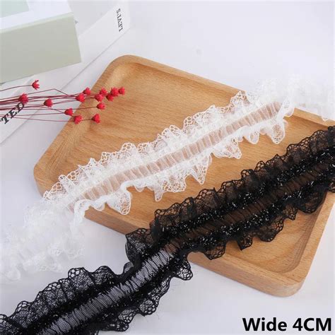 Tissu En Dentelle Volants Pour Bricolage Maille Blanche Et Noire Ruban