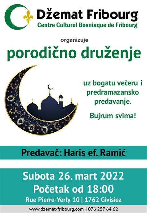 Porodično druženje i večera uz predramazansko predavanje Džemat Fribourg