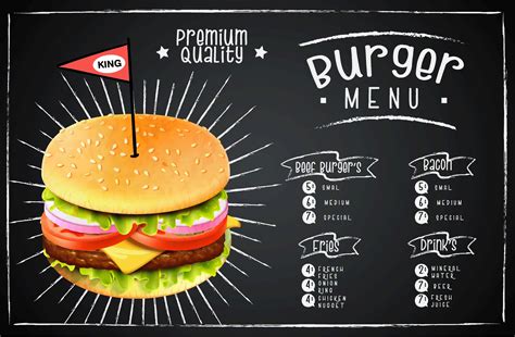 Chalk Style Burger Design Fast Food Menu 1349639 Vector Art at Vecteezy