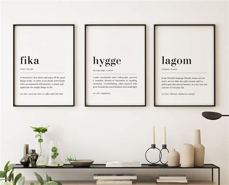 Hygge Fika Lagom Definition Print Set Of 3 Print Nordic Print