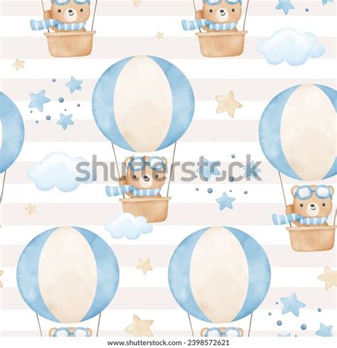 Seamless Pattern Baby Bear Hot Air Stock Vector Royalty Free Shutterstock