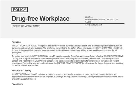 Workplace Drug Policy Template