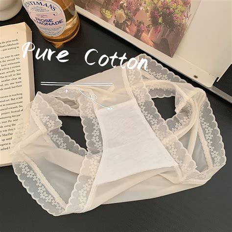 Allofme Ice Silk Panty For Women Sexy Bow Lace Briefs Invisible