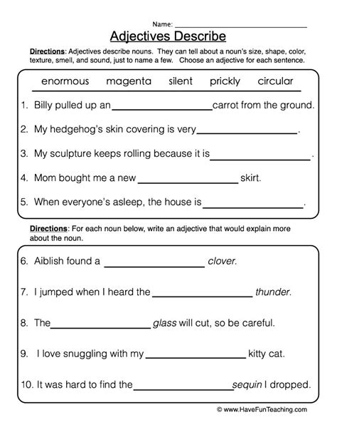 Proper Adjectives Worksheets