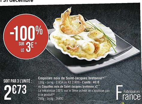 Promo Coquilles Noix De Saint jacques Bretonne chez Supermarchés