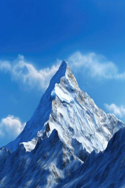 Premium Ai Image Majestic Snowcapped Mountain Peak Against Blue Sky