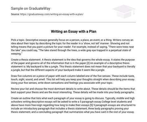 ⇉writing An Essay With A Plan Essay Example Graduateway