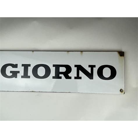 Vintage Italian Black & White Enamel Il Giorno Newspaper Sign, 1950s ...