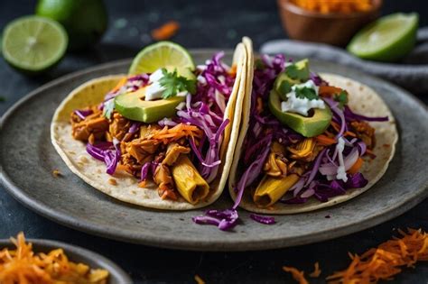 Premium Photo Vegan Jackfruit Tacos With Slaw