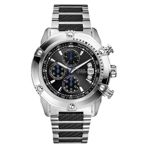 Guess Watch, Men'S Chronograph Stainless Steel And Carbon Fiber ...