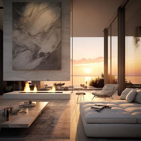 Premium Ai Image Luxury Living Room At Sunset Modern Relaxed Style