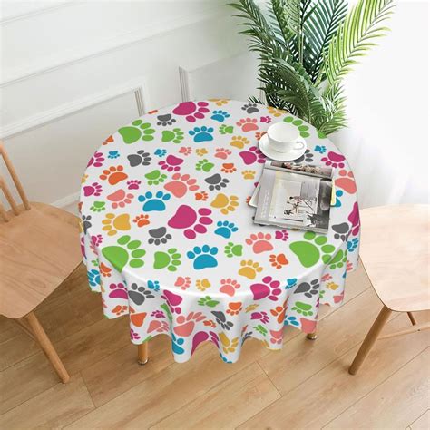 Puppy Dog Pet Paw Print Tablecloth Table Cover Cute Color