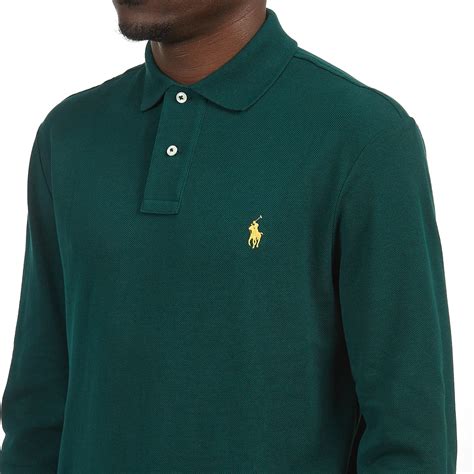 Polo Ralph Lauren Slim Fit Mesh Long Sleeve Polo Moss Agate HHV