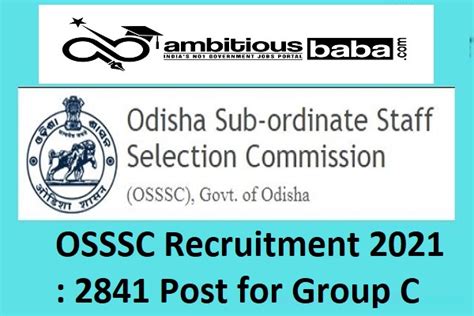 Osssc Recruitment 2021 2841 Post For Group C