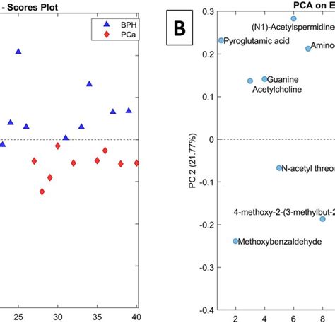 A Scores Plot And B Loadings Plot Of The Pca Model For The