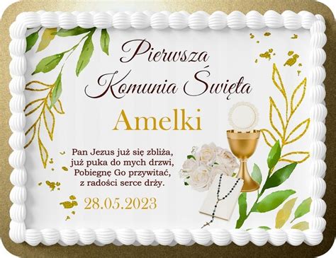 OPŁATEK NA TORT KOMUNIJNY PROSTOKĄTNY KOMUNIA 15490394448 Allegro pl