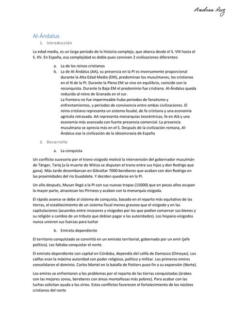 Al Ándalus Segundo de Bachiller PAU PDF