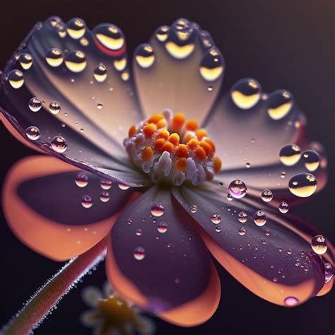 Un Primer Plano De Una Flor Con Gotas De Agua Sobre Ella Ia Generativa