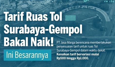 Tarif Ruas Tol Surabaya Gempol Bakal Naik Ini Besarannya